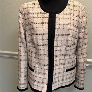 Women's Black and Pink Tweed Jacket